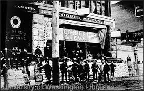 Levy selling pickaxes and shovels in a gold rush